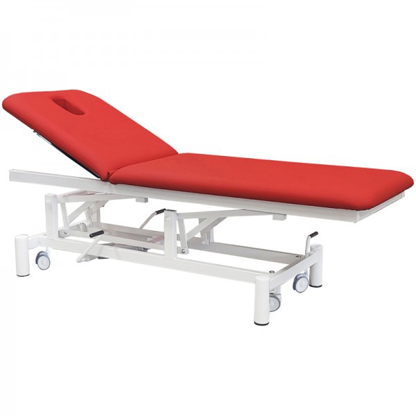Kinefis Quality Strong hydraulic stretcher: reinforced two-body structure, height adjustment and adjustable backrest Kinefis Quality Strong hydraulic stretcher: reinforced two-body structure, height adjustment and adjustable backrest